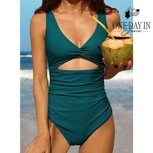 Charmo Twist Front Cut Out One Piece Swimsuit Size 2XL